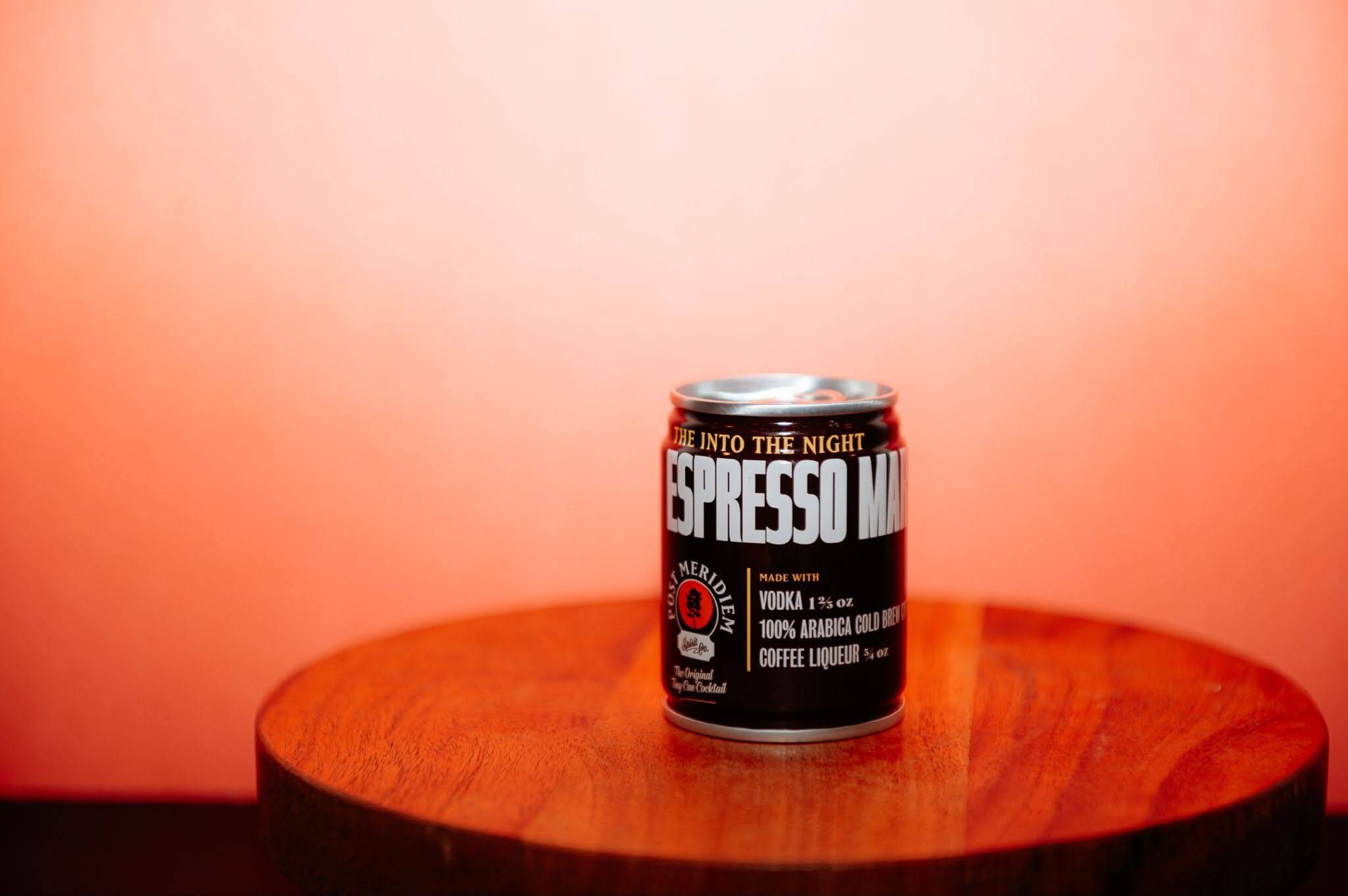 Can of Post Meridiem Espresso Martini sitting on a table